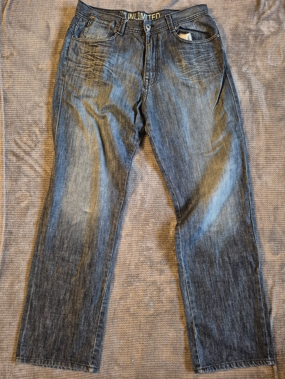 Ecko unltd jeans Loose Dark Washe Distressed Y2k Cotton 34x34,
